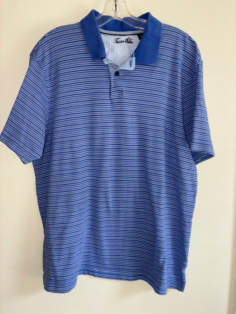 Tasso Elba Blue Striped Polo Shirt